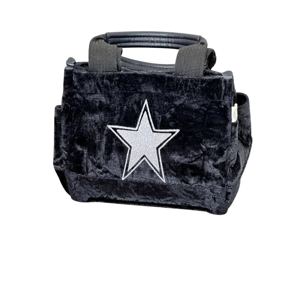 KOALA KANVAS Mini Luxe North South Tote Crushed Velvet Black and Silver EUC